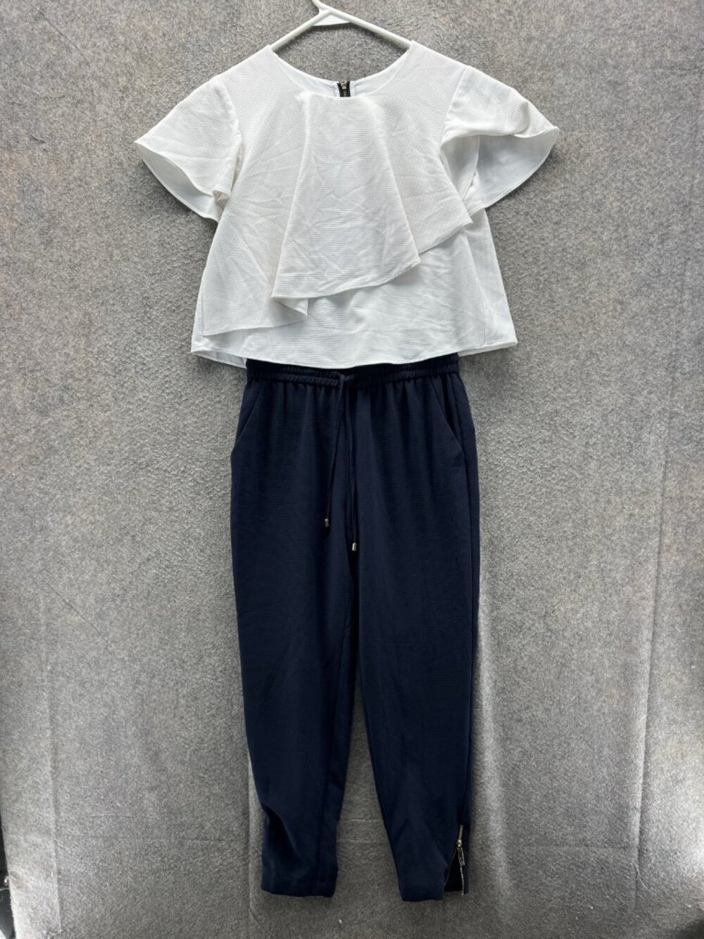 Ted Baker Outfit Set Womens 0 White Navy Round Neck Short Sleeve Jogger Pants
